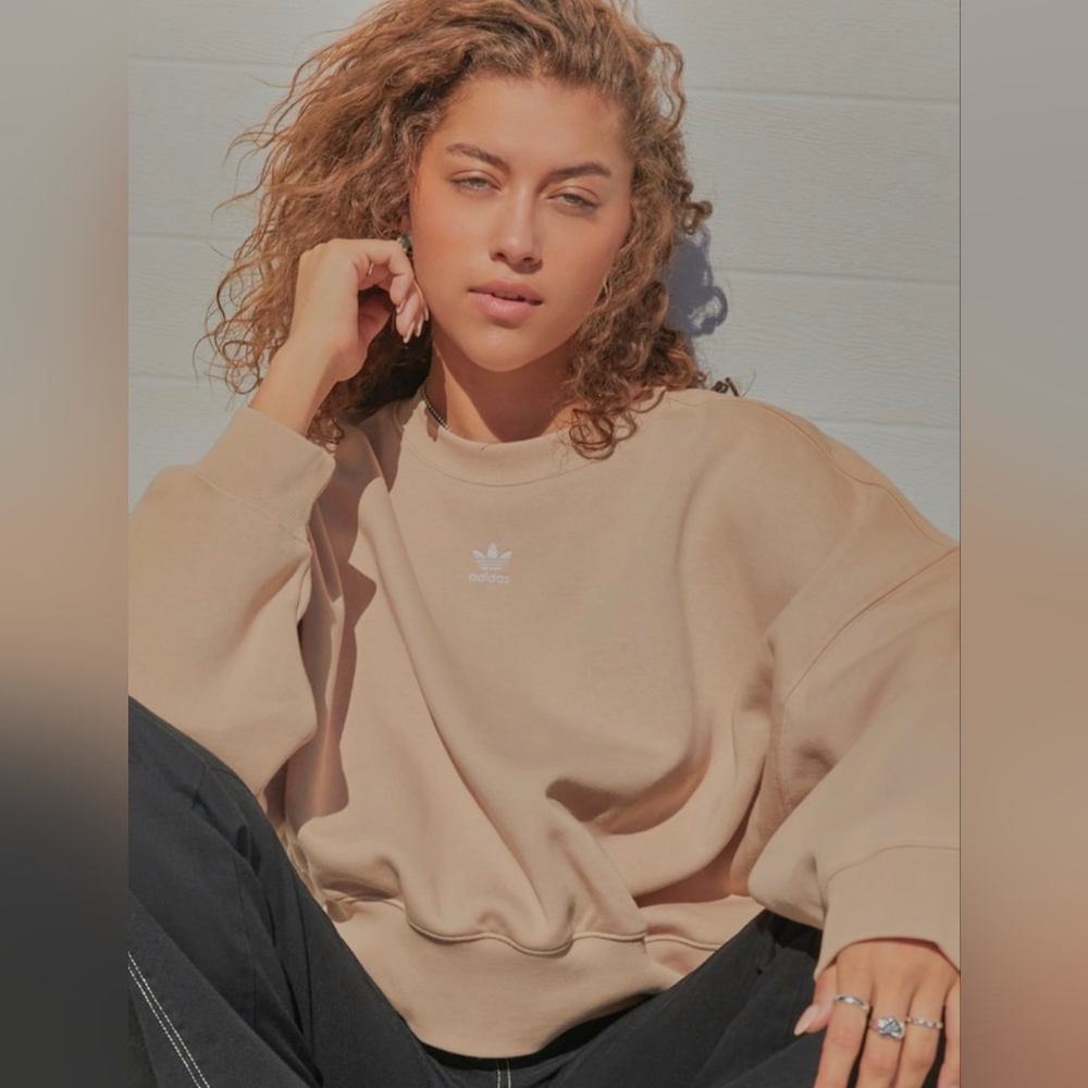 Adidas Beige Basic Crew Neck Sweatshirt - image 2